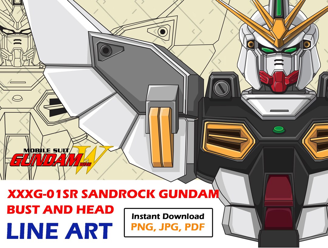 Mobile Suit Gundam - Sandrock Bust Line Art ( Mecha Digital