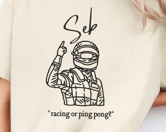 Divertida camiseta de carreras de Fórmula 1 de Sebastian Vettel Motorsport. Camiseta del día de la carrera. Regalo para él. Cita divertida. Boceto minimalista de mercancía de F1.