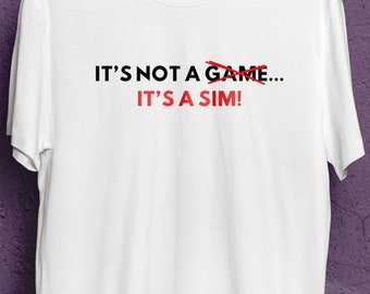 It's not a game it's a SIM. Funny Heavyweight Crewneck T-shirt for kart drivers, race drivers, sim racers and motorsport enthusiasts.