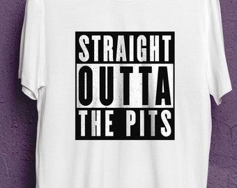 Straight Outta The Pits. Funny Heavyweight Crewneck T-shirt for kart drivers, race drivers, car guys and motorsport enthusiasts.