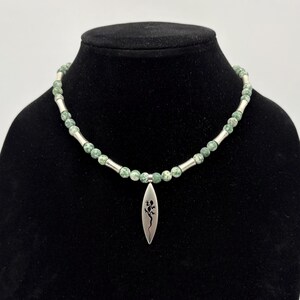 Green Jasper Necklace: Stainless Steel Gecko Pendant, Handmade in USA