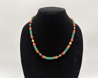 Handcrafted Southwestern Turquoise & Jasper Beaded Necklace