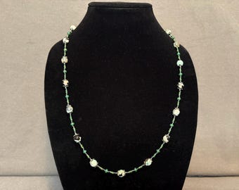 Handmade Turquoise color Agate Necklace: Boho Bead Jewelry