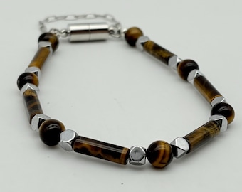 Tigers Eye Boho Bracelet: Magnetic Clasp, Handcrafted