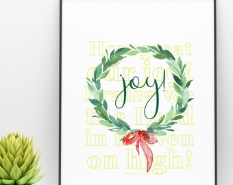 How Great our Joy Christmas Carol printable, gallery wall art, Christmas greeting cards, gift tags, hostess, teacher gifts, church decor