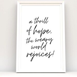 O Holy Night Christmas Print, A Thrill of Hope the Weary World Rejoices, Christmas Carol Christian Christmas Printable, christmas decor