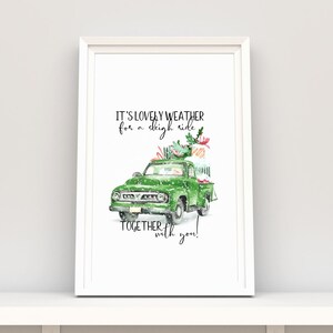 Vintage Green Truck Christmas print, Old Truck Aesthetic, A sleigh ride together with you card, Green Christmas truck with gifts printable