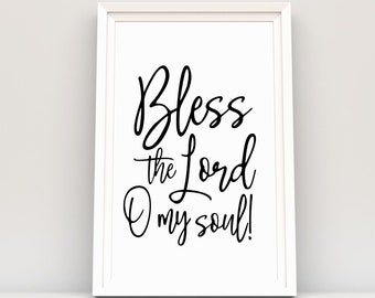 Bless the Lord O my soul, Thanksgiving Bible verse print, Thanksgiving decor calligraphy king james version Bible verse printable decor art