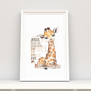 Jesus loves the Little Ones, Christian Nursery Decor, Giraffe Printable, Baby Room Decor, Sunday School Printable, Church Nursery Printable