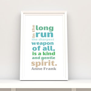 Gallery Wall Art, Printable, Inspirational Quote, Anne Frank quote, DIY Classroom Wall Art, Inspirational saying, DIY Digital Download Print