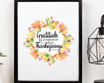 Gratitude Printable, Thanksgiving Decor, Place Setting, Table Decor, DIY Hostess Gift, Gallery Wall Art, Digital Thanksgiving, Gratitude