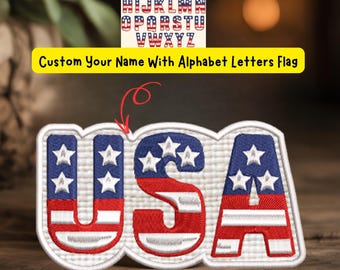 Custom Name With American Letters Patch Embroidered, Iron on, Sew On Patch, 4th Of July Embroidered Patch, Independence&#39;s Day, Patch For Hat