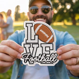 Love Football Patch Embroidered, Iron on, Sew On Patch, Gameday Embroidered Patch, Patch For Hat, Jeans, Tote, Perfect Gift For Football Fan