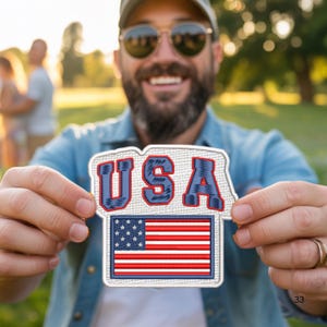 American With Flag Patch Embroidered, Iron on, Sew On Patch, Flag patches, 4th Of July Embroidered Patch, America Flag, Independence&#39;s Day