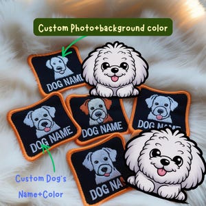 Parches bordados con foto de perro personalizados, parches personalizados con foto de perro, apliques para coser, planchar o con velcro para ropa, sombreros y pañuelos para perros.