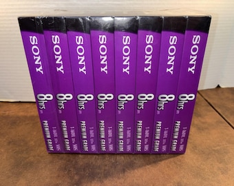 Cintas VHS Sony Premium T-160 de 8 paquetes, cinta virgen, stock antiguo nuevo, sellada, 8 unidades