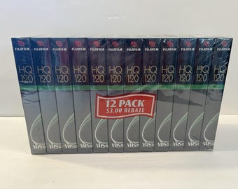 Cintas Fujifilm Fuji VHS HQ, paquete de 12, T-120, cinta VHS virgen, stock antiguo nuevo, sellada, 12