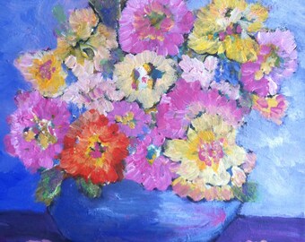 Pink & Yellow Floral Rhapsody Acrylic Painting/Wall Art/Original Art