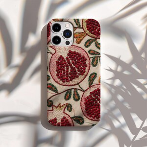 Coque de portable décorative avec motif grenade, cadeau unique pour les amateurs de plantes, accessoire de téléphone élégant, coque technique florale, éclatante et résistante