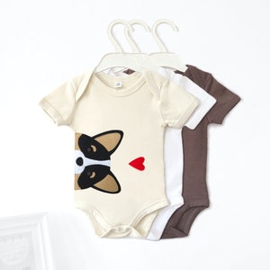 Tri Corgi Organic Baby Bodysuit : Corgi Baby Gift , Corgi Baby Shower