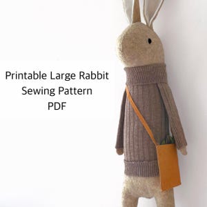 Printable Large Rabbit Sewing Pattern and Tutorial PDF