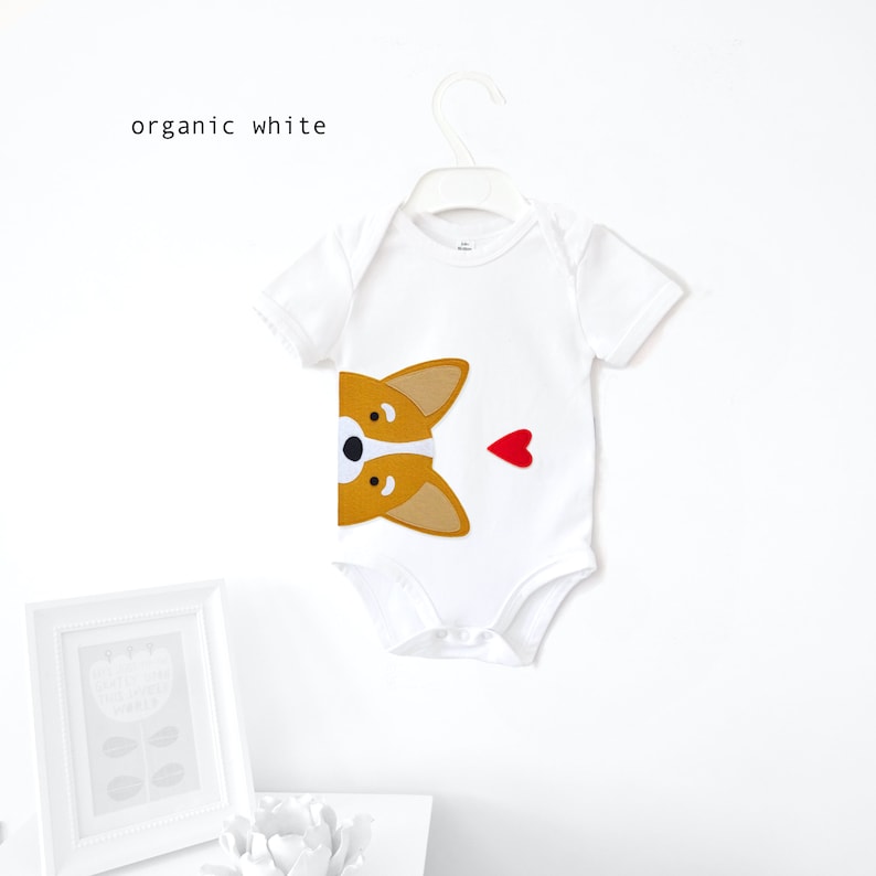 Corgi Organic Baby Bodysuit : Corgi Baby Gift, Corgi Baby Shower image 3