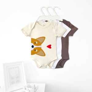 Corgi Organic Baby Bodysuit : Corgi Baby Gift, Corgi Baby Shower image 1