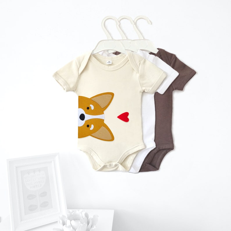 Corgi Organic Baby Bodysuit : Corgi Baby Gift, Corgi Baby Shower image 1