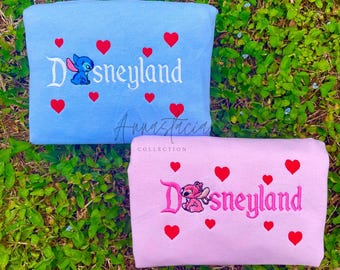 Matching Couple Disneyland Sweatshirt: Embroidered Stitch & Angel