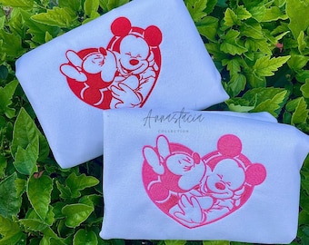Sweethearts Nite, Disney Valentines Sweatshirt, Disney Embroidered Sweatshirt, Mickey and Minnie Heart Sweatshirt
