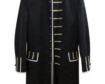 Men's Military Style Wool Coat | Victorian Gothic Gold Trim Jacket