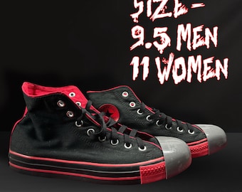 Haunt Slider Shoes Red and Black for Scare Acting, Sliding and Costume- Fully Assembled No Setup Required Size 9.5M/11W