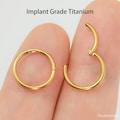 20G 18G 16G 14G Gold Implant Grade Titanium Hinged Clicker Nose Ring Hoop Septum Daith Cartilage Helix Tragus Conch Piercing Tiny Earrings