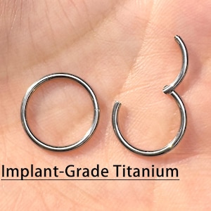 Titanium Implant Grade Hinged Clicker Nose Ring Hoop Septum Daith Cartilage Helix Tragus Conch Lip Piercing Tiny Hoop Earring 16G 18G 20G