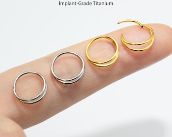 20G 18G 16G Implant Grade Titanium Double Hoop Nose Ring Silver Gold/Cartilage Hoop/Daith Ring/Helix Hoop/Conch Earring/Tragus Hoop/Earlobe