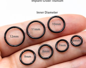 Anneau nasal noir en titane de qualité implantaire 16G 18G 14G 20G Anneau nasal noir à déclic - Segment articulé / Anneau Daith