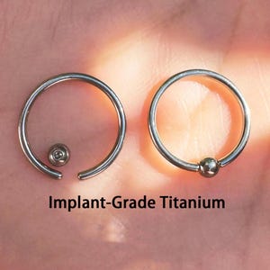 14G 16G 18G インプラントグレードチタン製 BCR キャプティブビーズリング | ボールクロージャーフープ | 耳/ダイス/鼻/セプタム | 低アレルギー性ピアスジュエリー