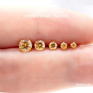16G 18G 20G Titan Threadless Labret Stud, Tragus Helix Knorpel, Conch Ohrring, 5-12 mm Post, Citrin CZ Nasenstecker