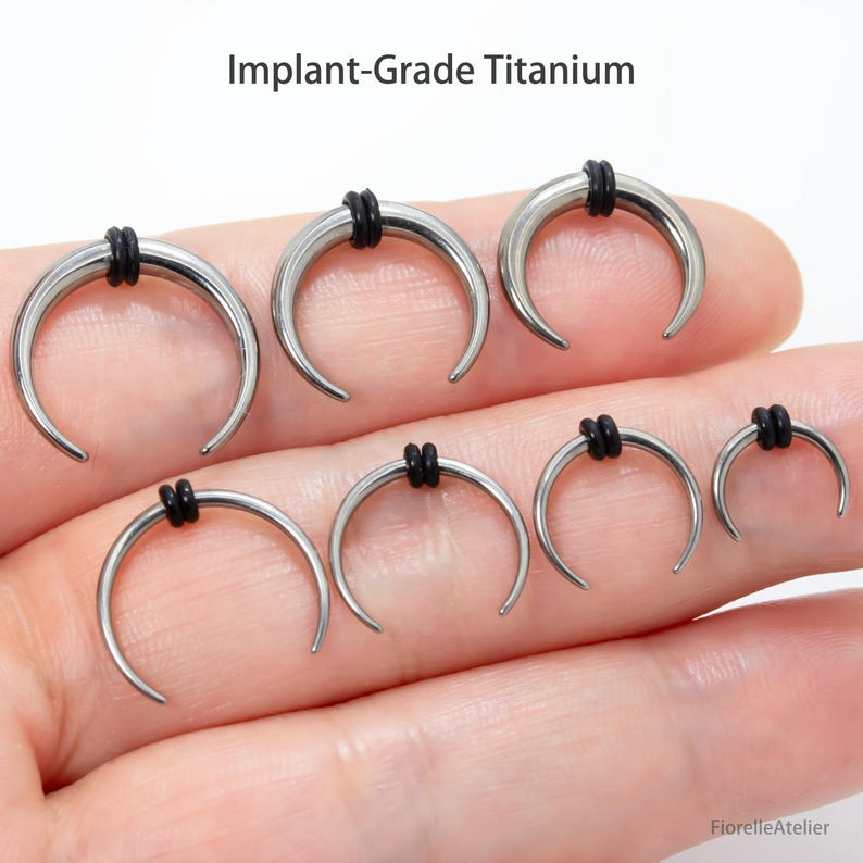 16G 14G 12G 10G 8G Anneau de pincement de septum en croissant de titane de qualité implantaire Cône circulaire en fer à cheval | Anneau de septum nasal calibré Daith image 1