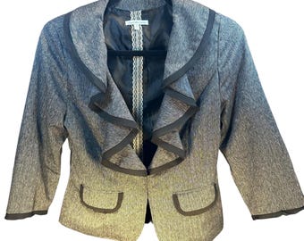 Vintage Charlotte Russe Rüschen Blazer Jacke Schwarz Tweed Größe M Girly