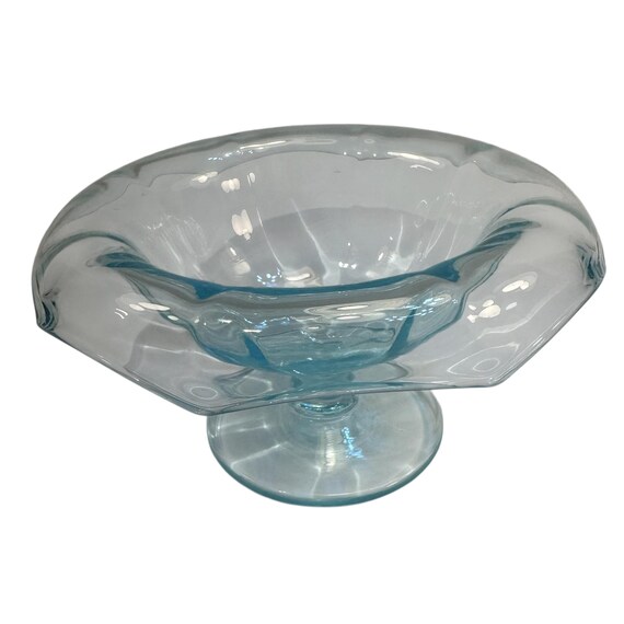 ヴィンテージ ブルー アートガラス 台座 コンポート キャンディ ナッツ