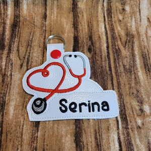Stethoscope Name Keychain, Nurse Personalized Key chain, Doctor Name Key Fob, Vet Keychain Personalized, Medical Key chain