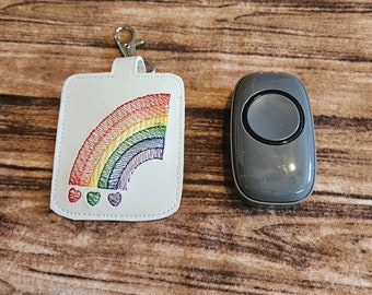 Rainbow hearts Teacher Wireless Doorbell Holder Keychain, Doorbell Transmitter Keeper, Lanyard Accessory | School Doorbell |Teacher Gift
