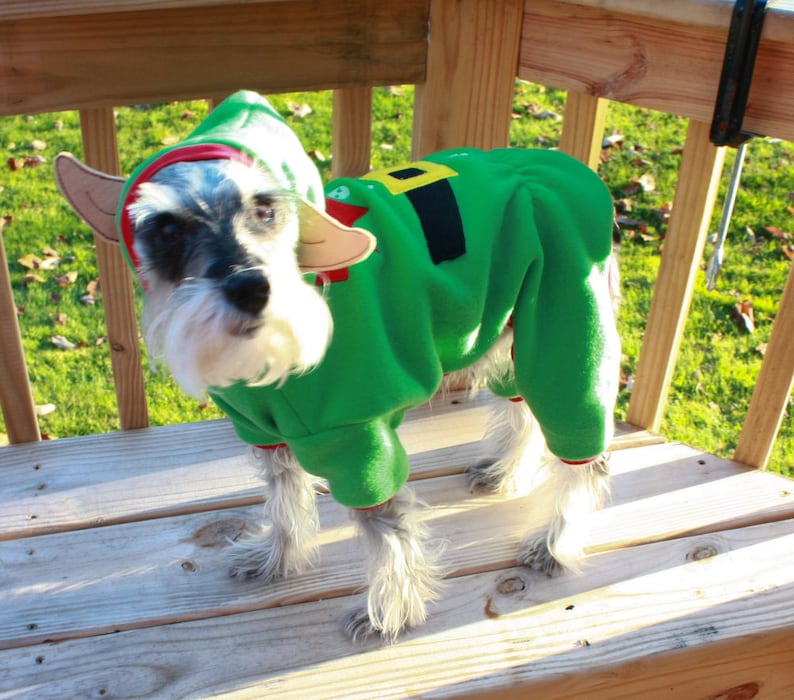 Dog Elf Pajamas Dog Elf Costume Hooded Pajamas Dog Elf Etsy