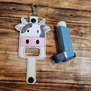 Cow inhaler Holder Keychain, Bull cow  Inhaler holder case key fob