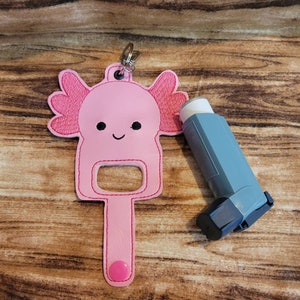 AXOLOTL inhaler Holder Keychain, Cute salamander Inhaler holder case key fob