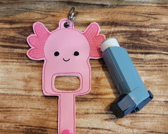 AXOLOTL inhaler Holder Keychain, Cute salamander Inhaler holder case key fob