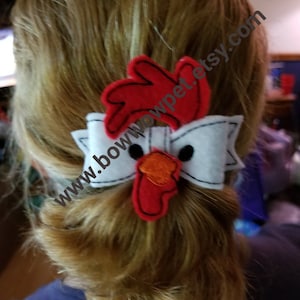 Chicken Rooster Hair Bow