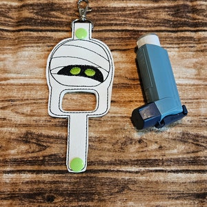 Mummy inhaler Holder Keychain, Halloween bat Inhaler holder case key fob
