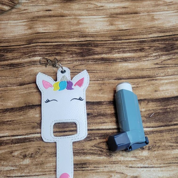Unicorn  inhaler Holder Keychain, Cute Girl Inhaler holder case key fob